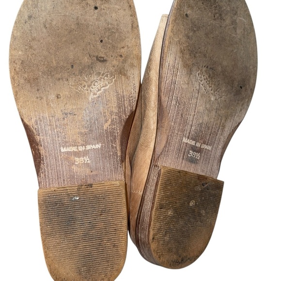 Free People Women's Shoes Size 7.5 Brown Leather Flats Slip On Peep Toe - Picture 5 of 9